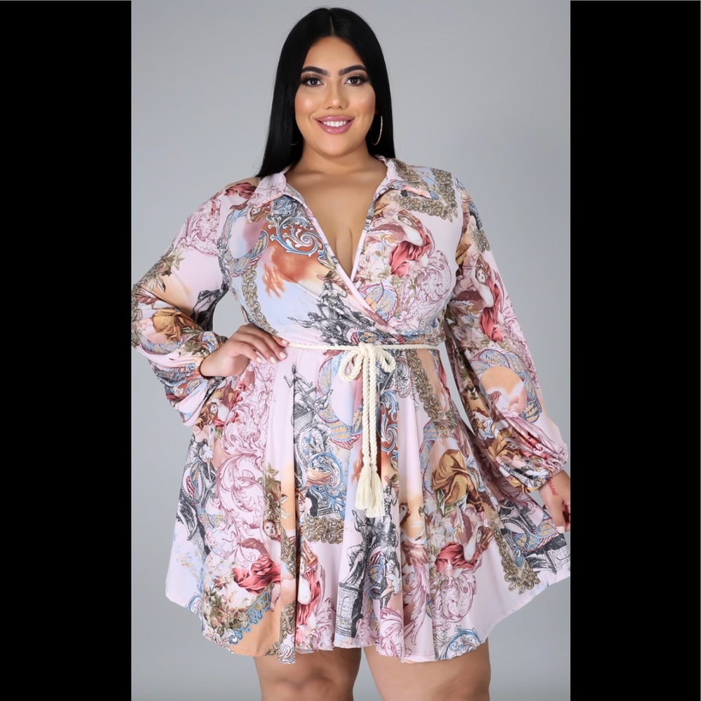 Plus Size Mini Dress with rope tie belt